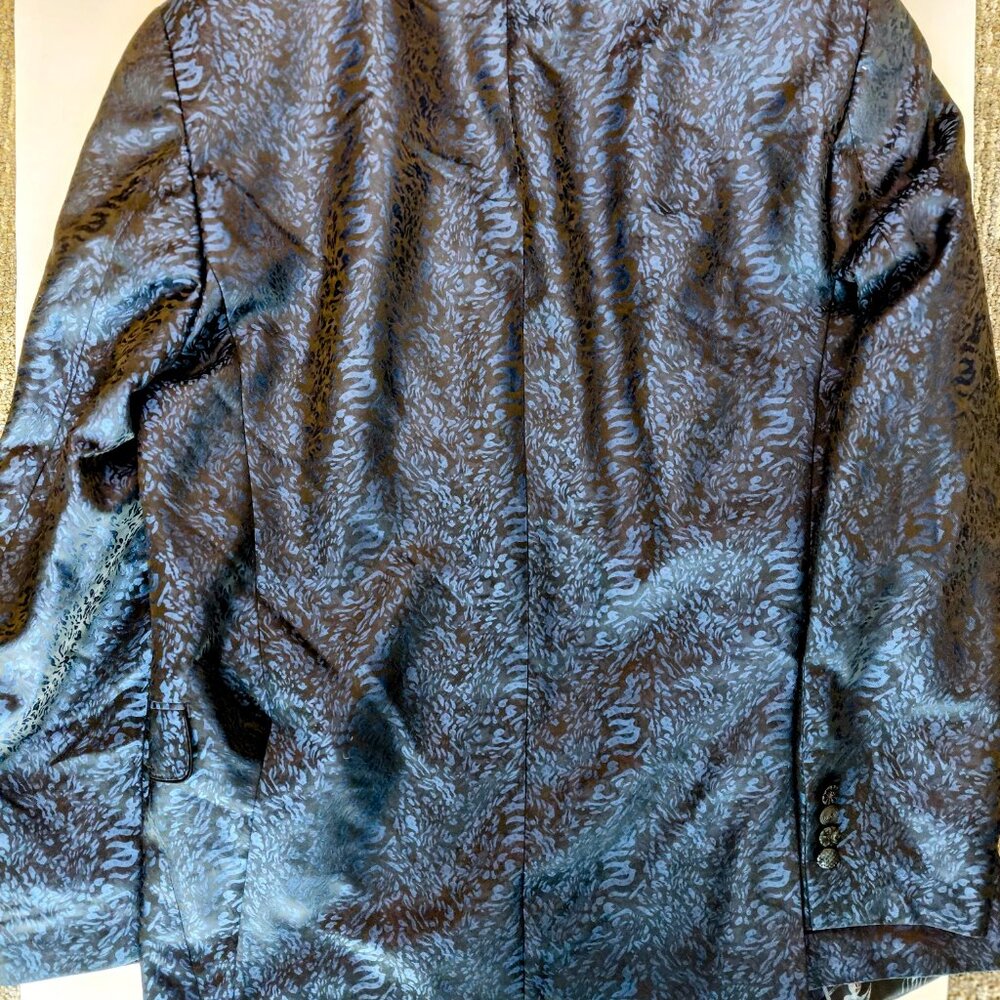 Tallia Slim Fit Leopard Jacquard Blazer Iridescent Dragon Lining Statement Party - Picture 9 of 14